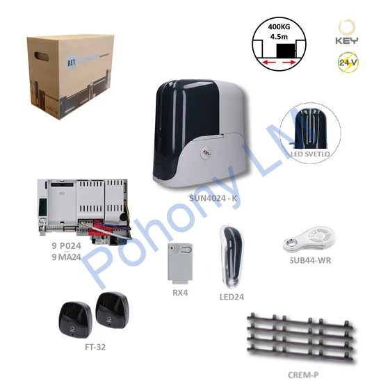 Key SUN4024 - kompletná sada pre posuvnú bránu do 400kg