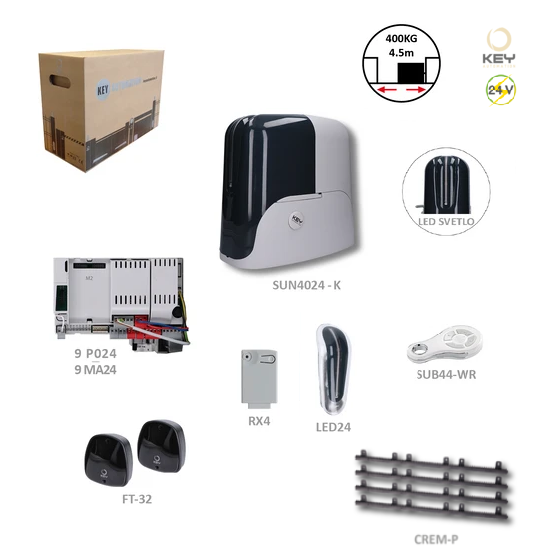 Key SUN4024 - kompletná sada pre posuvnú bránu do 400kg