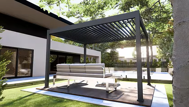 Pergola bioklimatická 6x3 na stenu